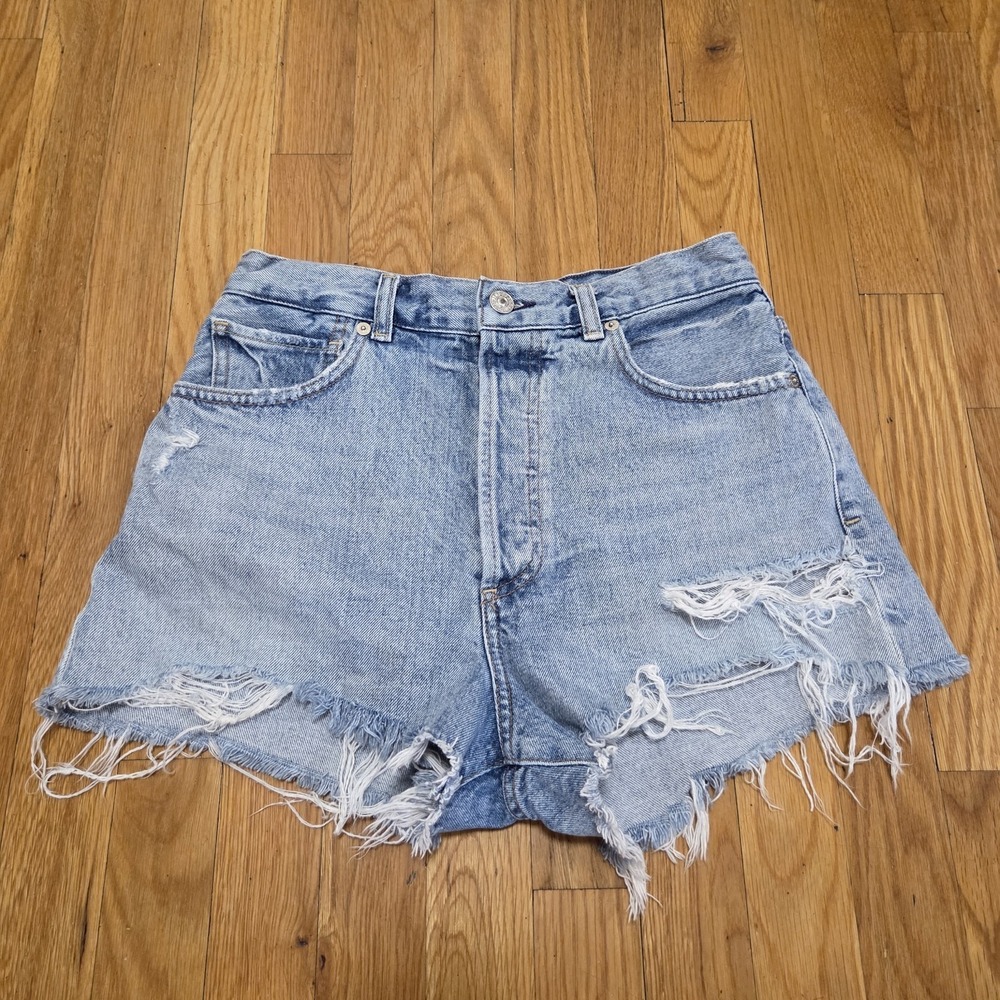 Citizens of Humanity Womens Kaia Distressed Cut Off Denim Shorts Light Wash 26